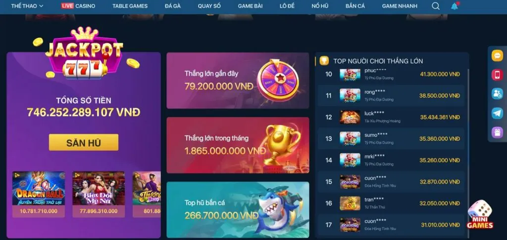 Hình ảnh đa dạng các loại game nổ hũ tại U888